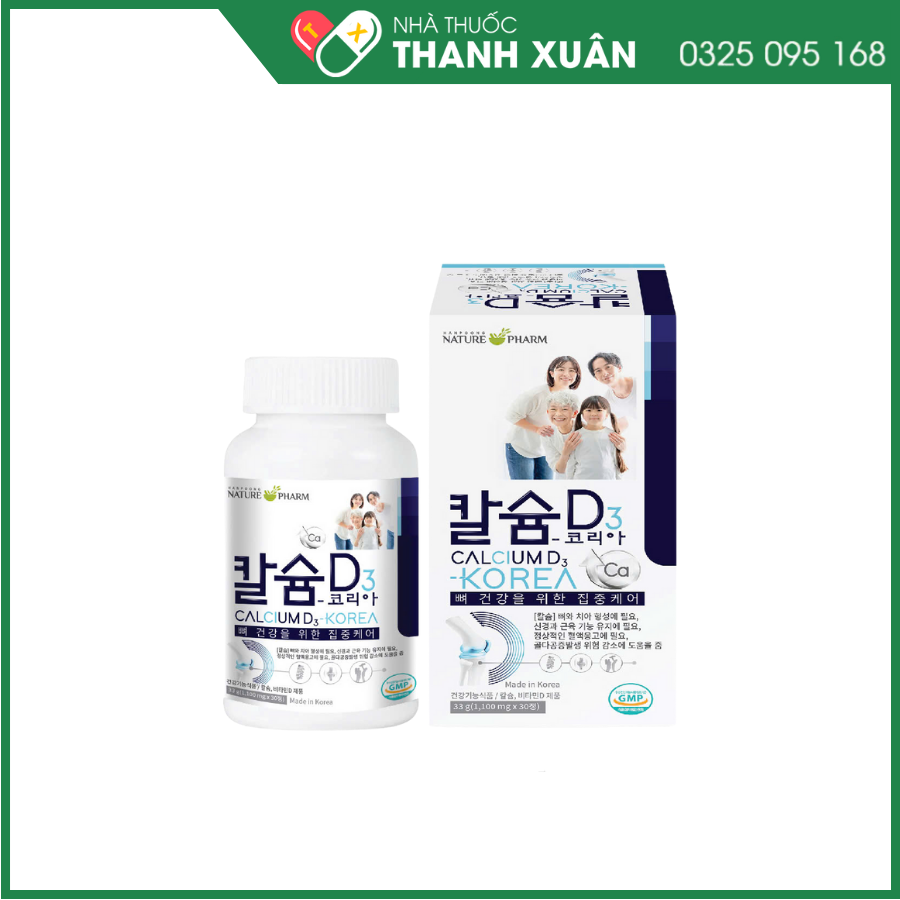 Kozo CalciumD3 Korea bổ sung Canxi, D3 hỗ trợ tốt cho xương, giảm nguy cơ loãng xương